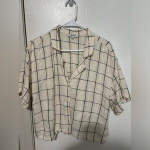 Madewell Linen Resort Shirt | Windowpane | L | like new